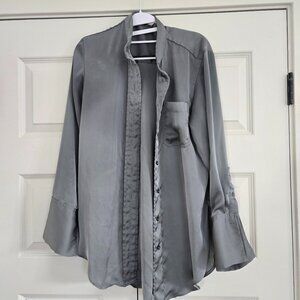 No color silk gray shirt